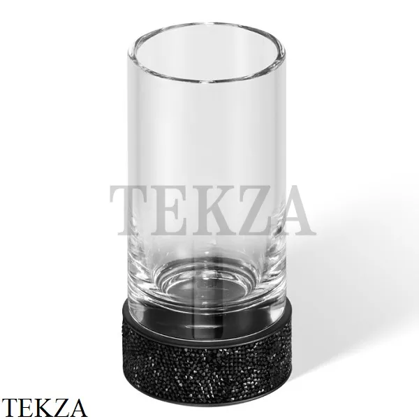 Decor Walther ROCKS Стакан для зубных щеток Swarovski®, черный матовый-стекло прозрачное