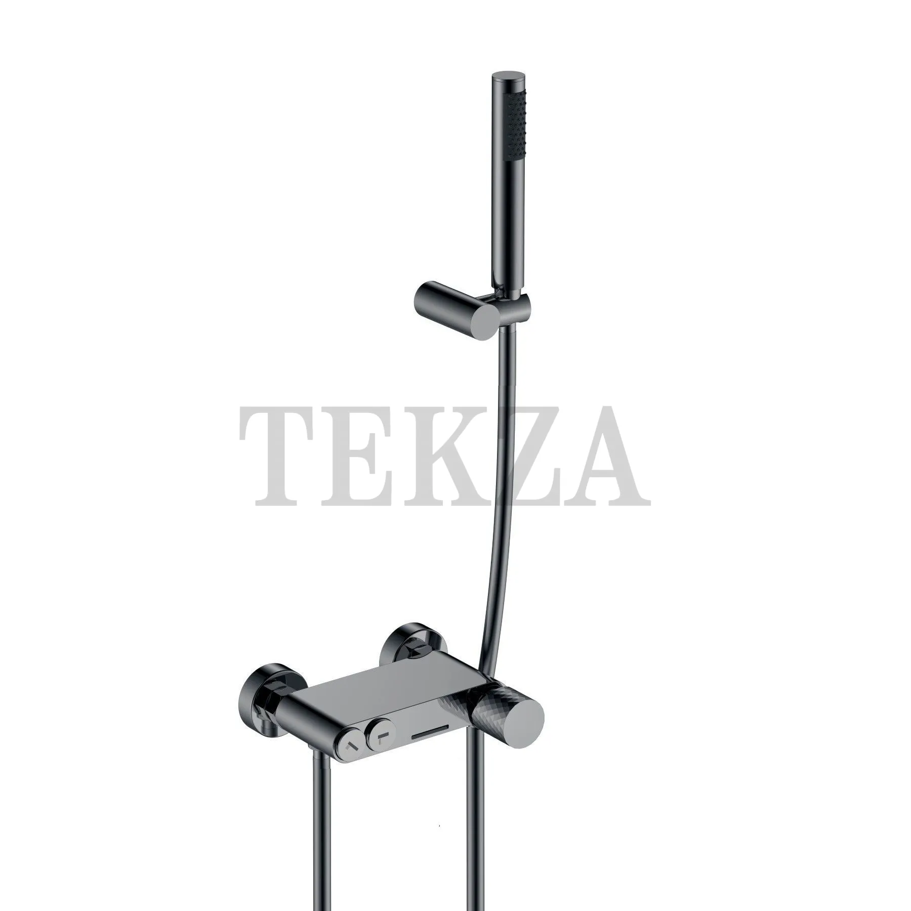 Boheme Stick Смеситель для ванны с изливом и гарнитуром Stick 123-SGM Shine Gun Metall c ручкой DIAMOND