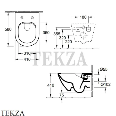 Villeroy & Boch SUBWAY 2.0 Унитаз подвесной без ободка, сиденье микролифт 4609R001, белый глянец