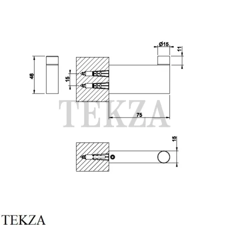 Gessi Origini Крючок одинарный для полотенца 66523-720, Nickel PVD