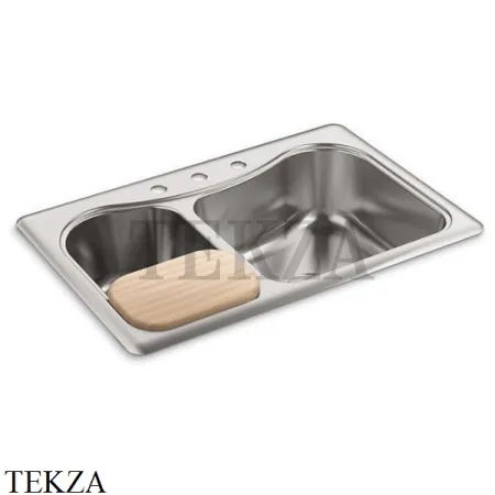 Kohler Staccato Мойка для кухни с 4 отв. под смеситель K-3361-4-NA, нержавеющая сталь