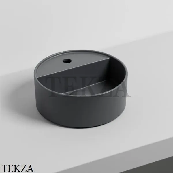 Cielo Theo Mini Round Раковина накладная с 1 отв. и без отв., без перелива LPLATFG LV, Lavagna черный матовый