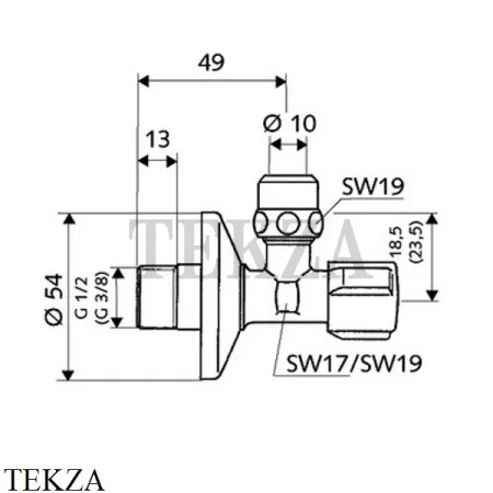 TECE Schell Comfort  Угловой вентиль 1/2'' х 3/8'' 049070699, хром глянец