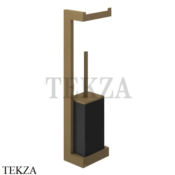 Gessi Rettangolo Стойка настенная с бумагодержателем и ершиком, черный 20868-713, Antique Brass