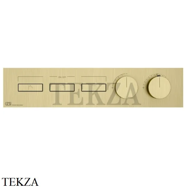 Gessi HI-FI Термостатический смеситель на 3 потока, внешняя часть 63014-727, Brushed Brass PVD