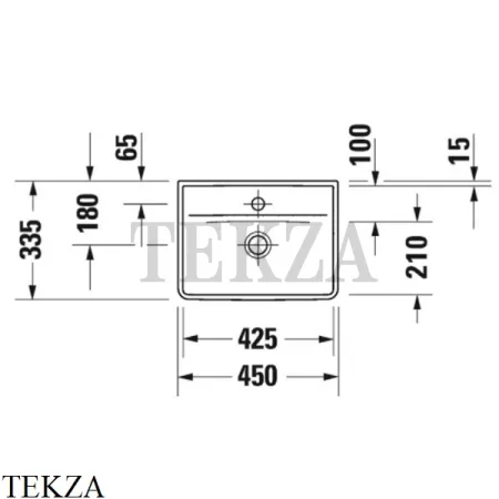 Duravit D-Neo Раковина подвесная, без отверстия, 45 без перелива 0738450070, белый глянец