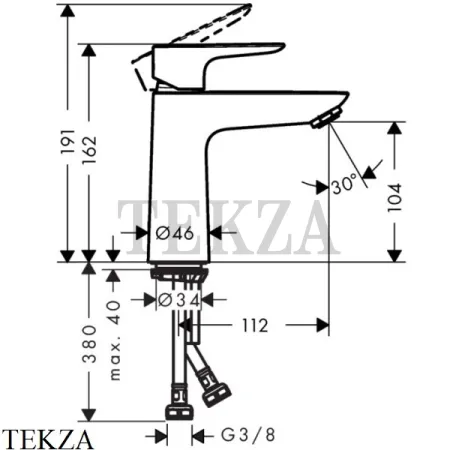 Hansgrohe Talis E Смеситель для раковины, без гарнитуры 71712140, Brushed Bronze