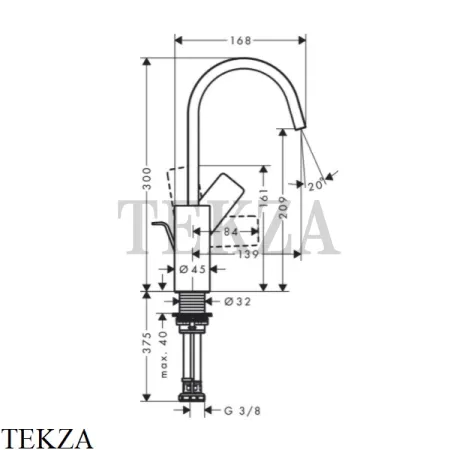 Hansgrohe Vivenis Смеситель для раковины, ручка сбоку, с донным клапаном 75030000, хром глянец