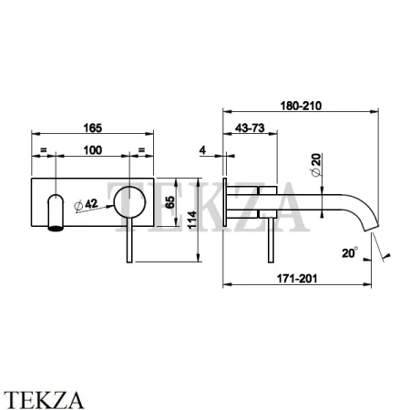 Gessi 316 TRAME Смеситель для раковины, внешняя часть, 17-20 см 54390-239, Steel Brushed