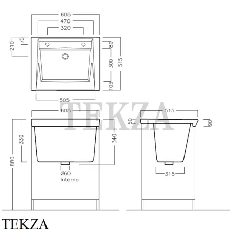 Hatria SPECIALS Тумба для хозяйственной раковины 60х51 YXNX01, белый глянец