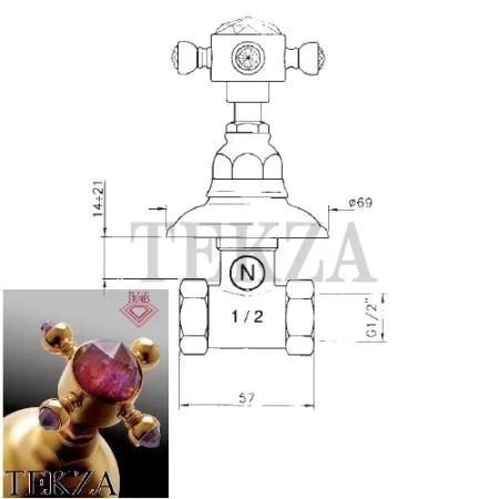 Nicolazzi LE PIETRE Вентиль запорный 2112CR09, хром глянец