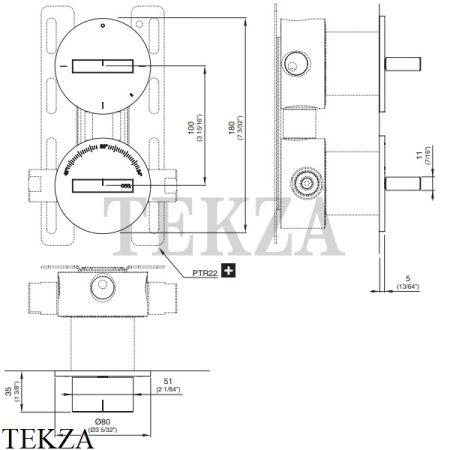 CEA BAR Термостатический смеситель, 2/3 потока, внешняя часть, BAR70