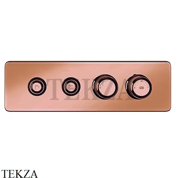 Gessi VENTI20 Термостатический смеситель на 2 потока с кнопками, внешняя часть 65222-708, Copper Brushed