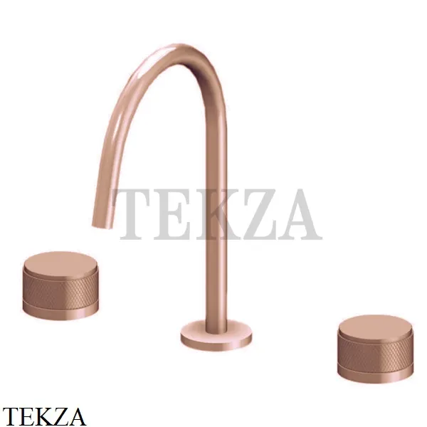 Gattoni MD Смеситель для раковины на 3 отверстия, San Giulio, с донным клапаном MD100/23RS, Gold pink