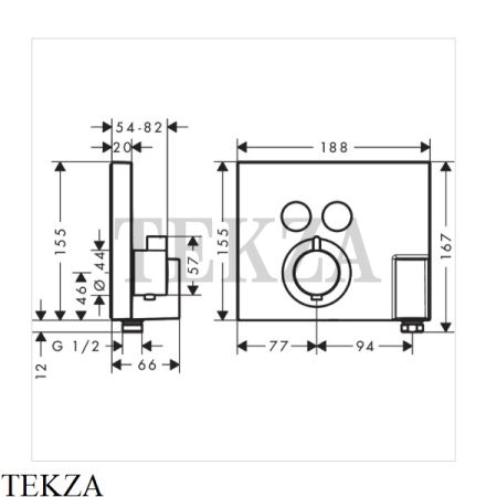 Hansgrohe ShowerSelect Термостат для душа, 2 выхода, с держателем, внешняя часть 15765000