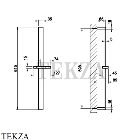 Gessi Rettangolo shower Штанга для ручной лейки с держателем 20144-726, Warm Bronze Br. PVD