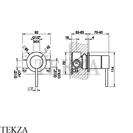 Gessi 316 MECCANICA Рычаг управления, внешняя часть 54219-727, Brushed Brass