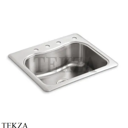 Kohler Staccato Мойка для кухни с 4 отв. под смеситель K-3362-4-NA, нержавеющая сталь