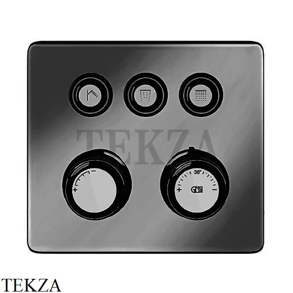 Gessi VENTI20 Термостатический смеситель на 3 потока, внешняя часть 65234-707, Black Metal Brushed