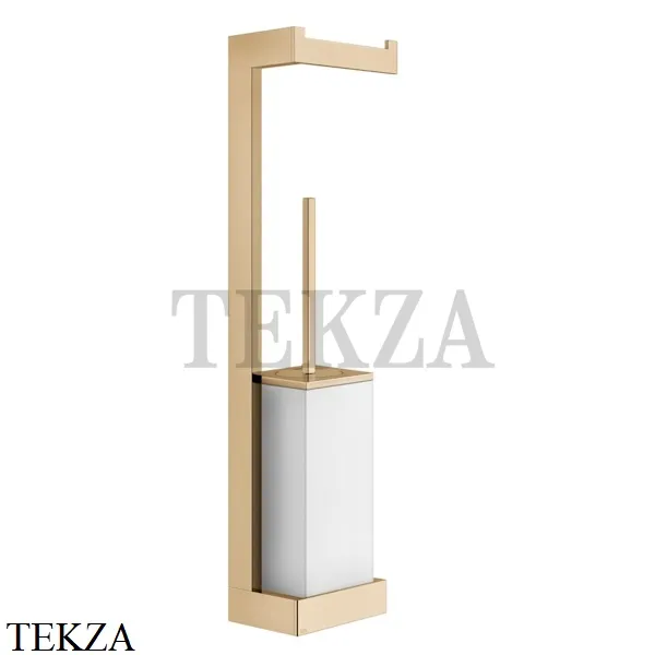 Gessi Rettangolo Стойка настенная с бумагодержателем и ершиком, белый 20867-735, Warm Bronze PVD