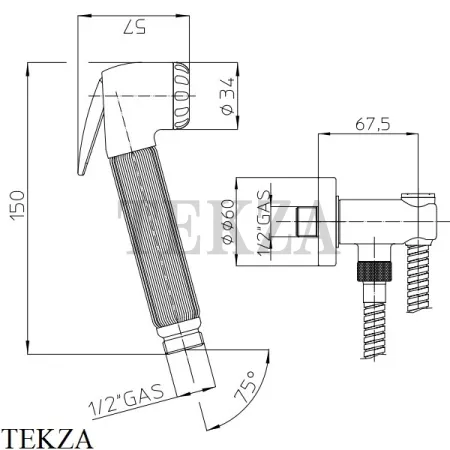 Bossini NIKITA Гигиенический душ с держателем C69002.021, золото глянец
