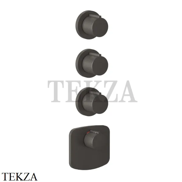 Gessi Ingranaggio-Anello Термостат для душа, 3 потока, внешняя часть 43236-707, Black Metal Brushed