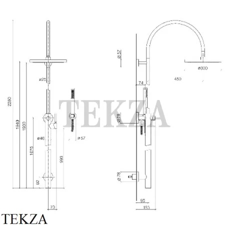 Dornbracht Meta Стойка душевая с однорычажным смесителем (без ручного душа) 26024661-00, хром глянец
