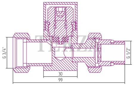Сунержа Вентиль прямой (под шестигранник) G 1/2" НР х G 3/4" НГ 15-1405-1234, Тёмный титан муар