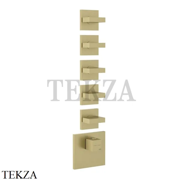 Gessi Rettangolo Wellness Термостат 5 выходов, внешняя часть 43220-727, Brushed Brass