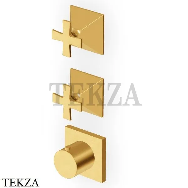 Zucchetti Bellagio Термостат для душа, 2 выхода, внешняя часть ZB1802.C41, brushed gold PVD