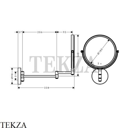 Hansgrohe Logis Universal Зеркало косметическое поворотное 3-х кратное 73561000, хром глянец