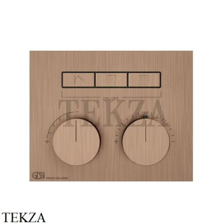 Gessi HI-FI Термостатический смеситель на 3 потока, внешняя часть 63006-708, Copper Brushed PVD