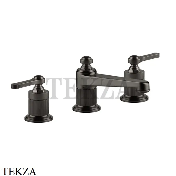 Gessi VENTI20 Смеситель для раковины на 3 отверстия низкий, без донного клапана 65013-707, Black Metal Brushed