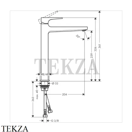 Hansgrohe Metropol Смеситель для раковины 260, с донным клапаном Push-Open 32512340, черный хром brushed