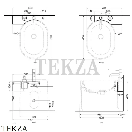 Cielo Itaca Биде напольное, без отверстия под смеситель ITBI FU, Fumo