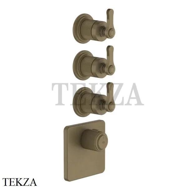 Gessi VENTI20 Термостат для душа, 3 потока, внешняя часть 65206-713, Antique Brass