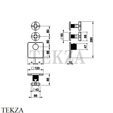 Gessi INCISO WELLNESS Термостат 2 выхода, внешняя часть 58344-031, хром глянец