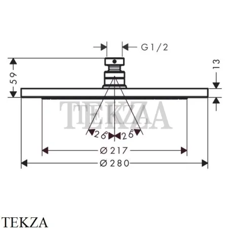 Hansgrohe Croma Верхний душ для кронштейна 280 1jet 26220340, черный хром brushed