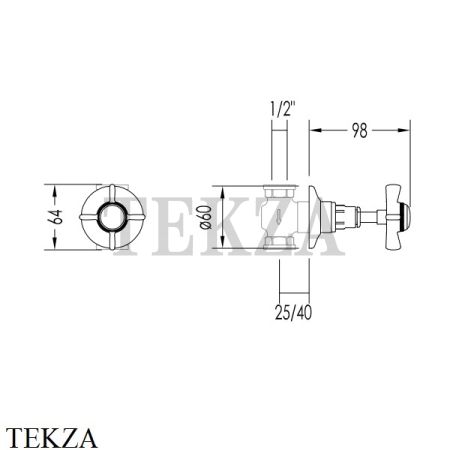 Devon&Devon COVENTRY Кран запорный HOT, COLD MARD78, золото светлое глянец