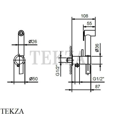 Fantini 8486 Гигиенический душ с двойной функцией, с запорным вентилем, Deep Black PVD