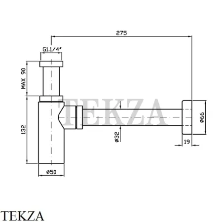 Zucchetti Сифон для раковины дизайнерский Z9502P.C3, brushed nickel