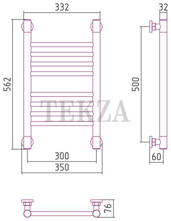 Сунержа Богема+ прямая 500х300 полотенцесушитель водяной 00-0220-5030 хром глянец