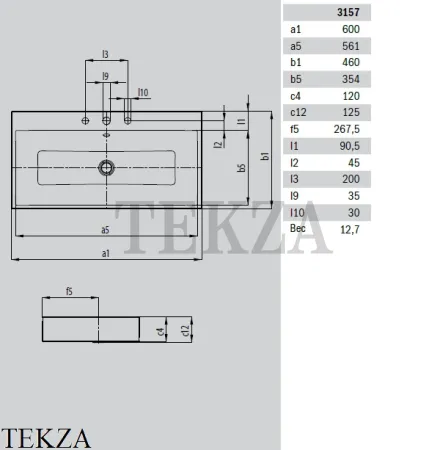 Kaldewei PURO 3157 Раковина накладная, с переливом, белый глянец