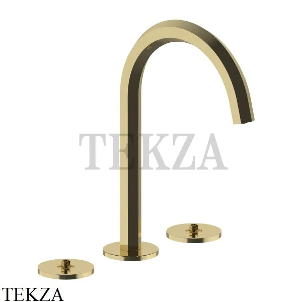 Fantini Venezia Смеситель для раковины (ручки отдельно), с донным клапаном 2901N404S, Золото плюс