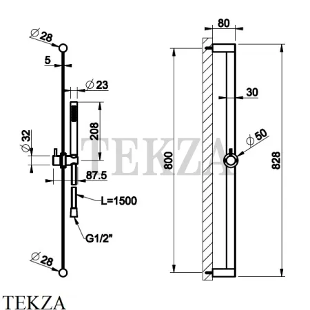 Gessi 316 SHOWER Душевой гарнитур, лейка стержень 54044-726, Warm Bronze Br.