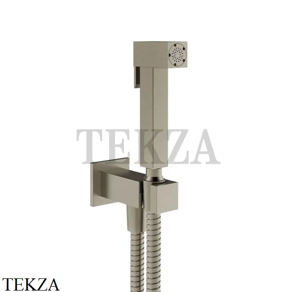 Gessi Rettangolo Гигиенический душ с держателем и выводом шланга 20021-149, Finox Brushed Nickel