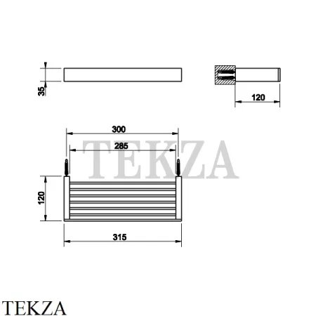 Gessi Rettangolo Решетка-полка в душевую зону 30 см 20947-031, хром глянец