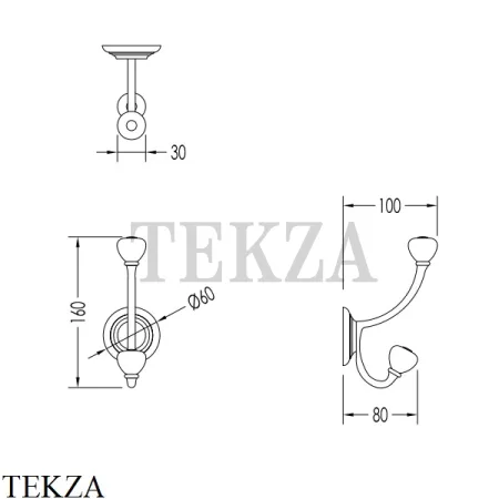 Devon&Devon CHELSEA Вешалка-крючок двойной DD212CR, хром глянец