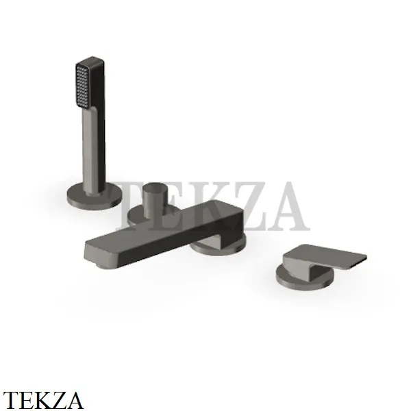Zucchetti JINGLE Смеситель на борт ванны с гарнитуром ZIN450.C51, brushed metal black