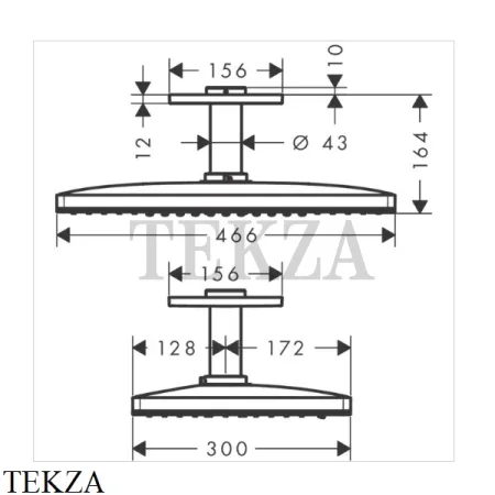 Axor ShowerSolutions Верхний душ прямоугольный 2jet, с потолочным держателем 35279000, хром глянец